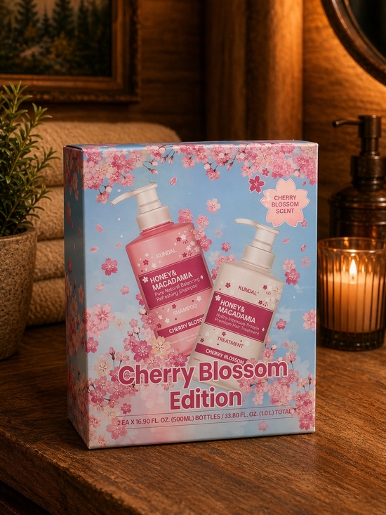Other - Cherry Blossom Honey & Macadamia Shampoo + Treatment Set - Pink